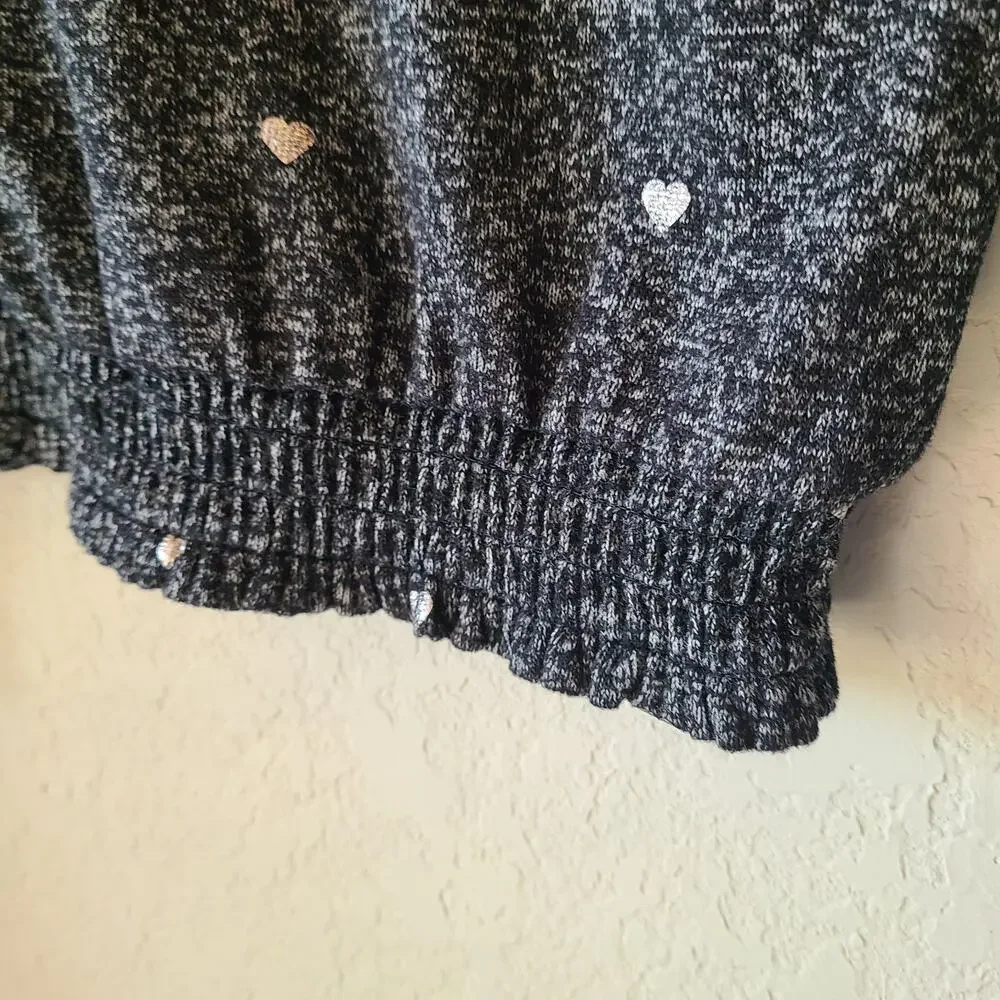 Gap‎ Kids Girls XL Black Silver Hearts Pullover Sweater Top New